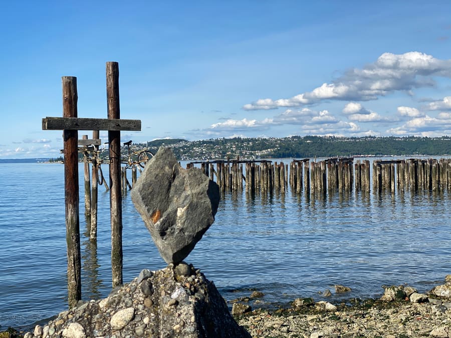 Cross and Balanced Stone. Tacoma, Washington