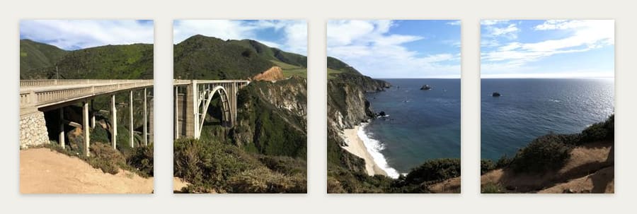 All 4 panels of Bixby Bridge hung in order on a wall