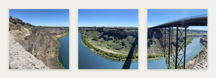 All 3 panels of Perrine Bridge hung in order on a wall