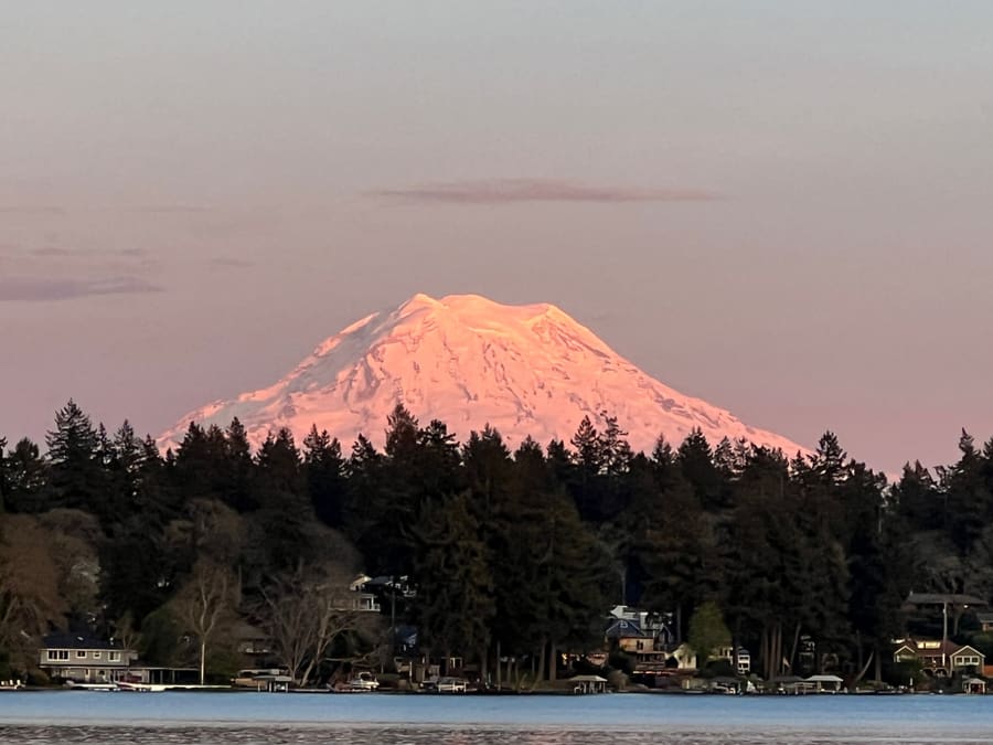 Rainier at Dawn. Puget Sound, Washington